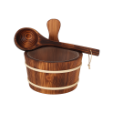 SAUFLEX wooden bucket and ladle 4 l, burned aspen - 0