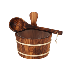 SAUFLEX wooden bucket and ladle 4 l, burned aspen 