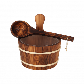 SAUFLEX wooden bucket and ladle 4 l, burned aspen