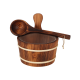 SAUFLEX wooden bucket and ladle 4 l, burned aspen