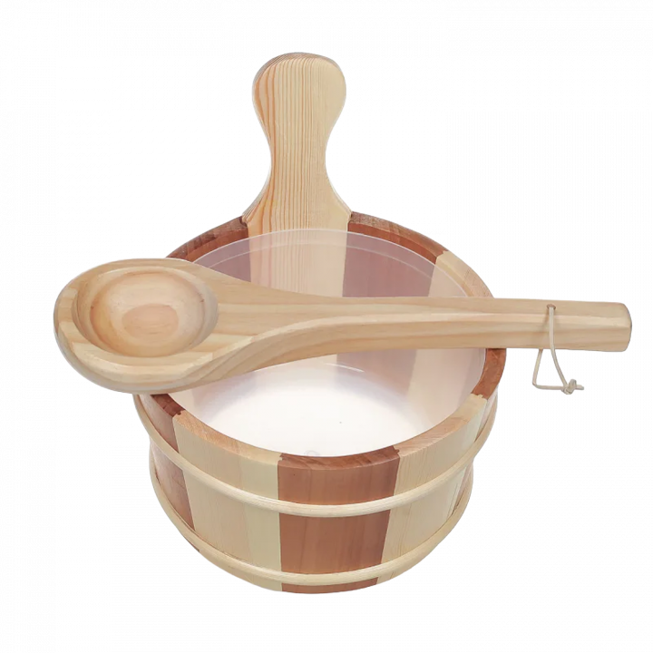 SAUFLEX wooden bucket and ladle 4 l, pine, cedar