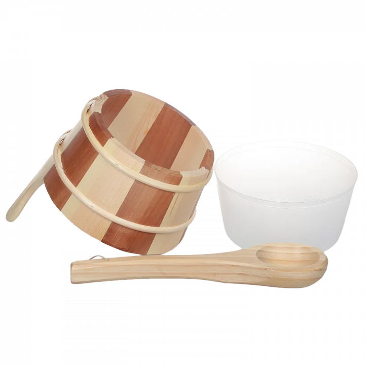 SAUFLEX wooden bucket and ladle 4 l, pine, cedar