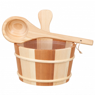 SAUFLEX wooden bucket and ladle 4 l, pine, cedar