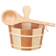 SAUFLEX wooden bucket and ladle 4 l, pine, cedar