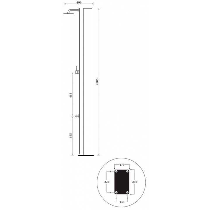 Solar shower SOLARNI 40 L, with foot washing, NP