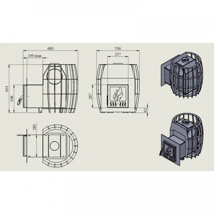 Wood-burning sauna stove – TEPLODAR ETNA Barrel 12