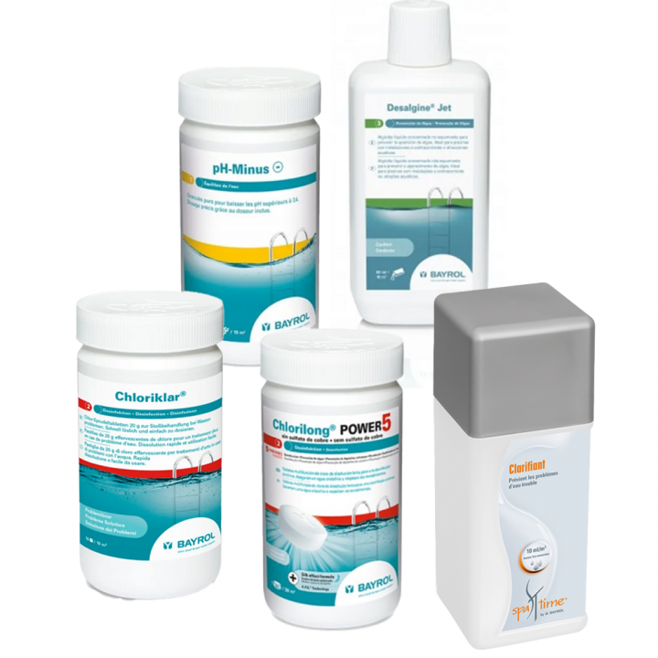Maintenance kit for hot tub or spa, with chlorine