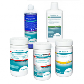 Maintenance kit for pools with cartridge filter, with chlorine