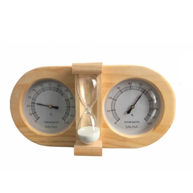 Hourglass, thermometer, hygrometer 3 in 1