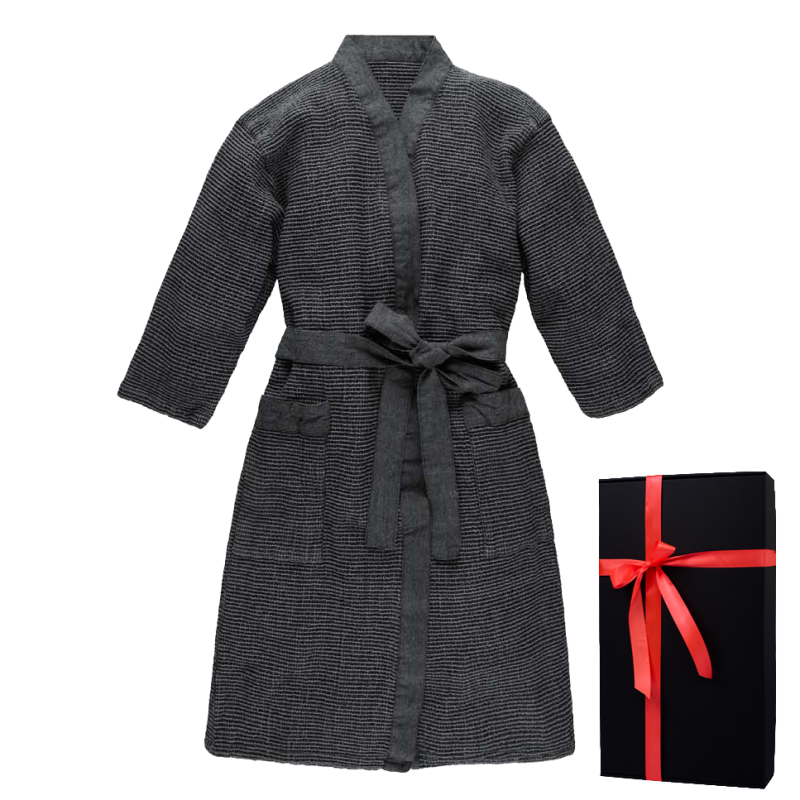 Unisex bathrobe in a gift box, RENTO KENNO, grey