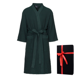 Unisex bathrobe in a gift box, RENTO KENNO, dark green 
