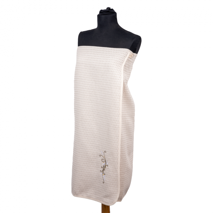 Gift set in a gift box for HER. Women's sauna hat and apron - LINEN, embroidered