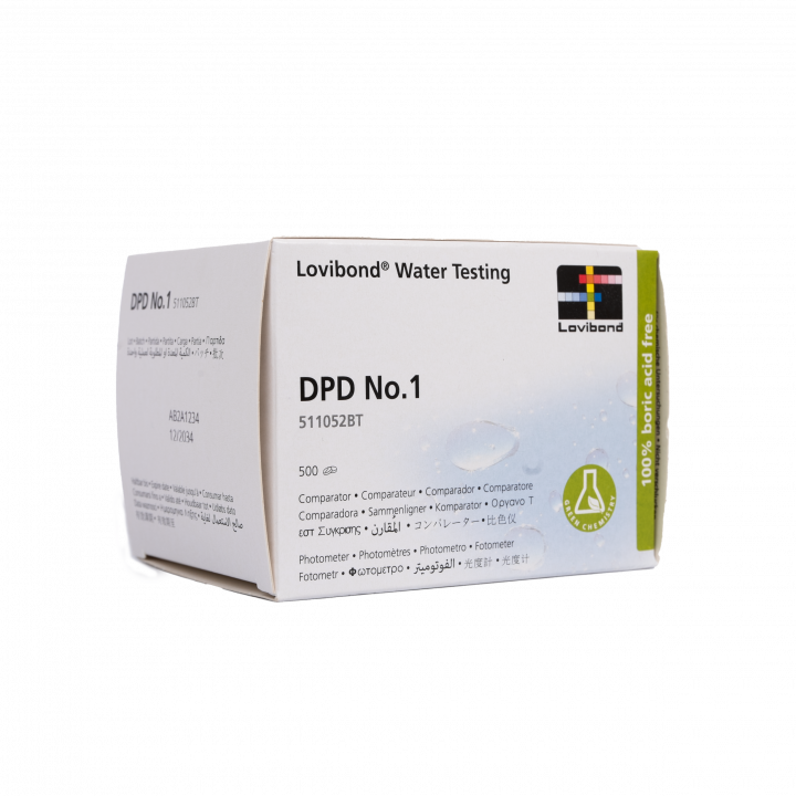 Water testing tablets DPD 1, for photometer, chlorine and bromine content determination, 10 tablets