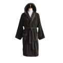 Velour bathrobe with hood, gray - 0