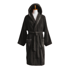 Velour bathrobe with hood, gray 