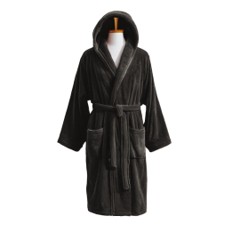 Velour bathrobe with hood, gray 