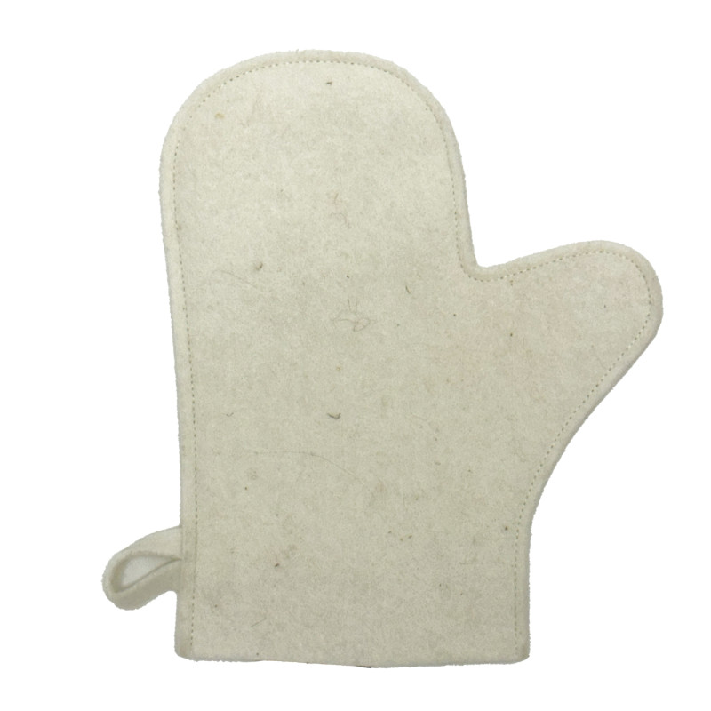 Woolen glove for sauna, white