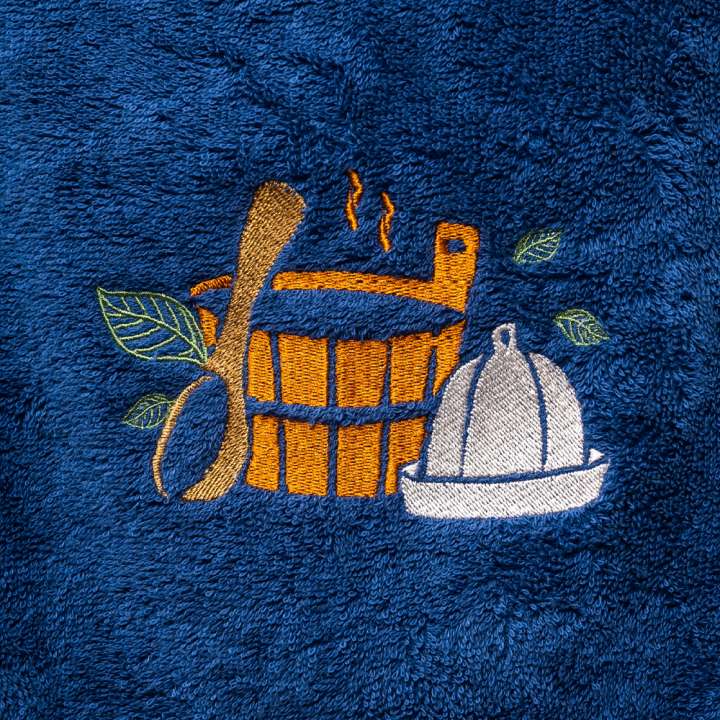 Gift set in a gift box for HIM. Men's sauna hat and apron - BLUE