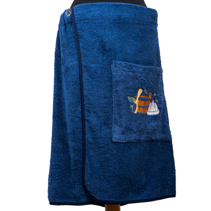 Gift set in a gift box for HIM. Men's sauna hat and apron - BLUE