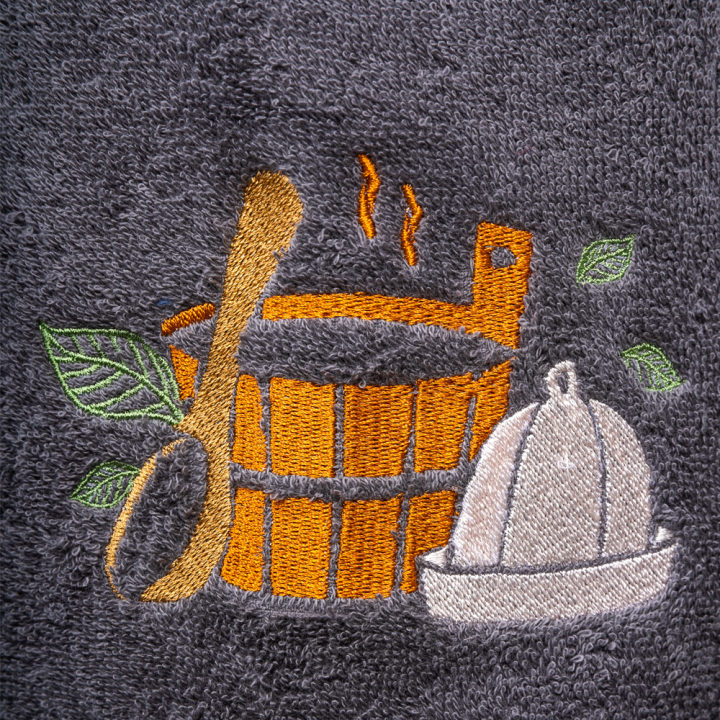 Gift set in a gift box for HIM. Men's sauna hat and apron - GREY