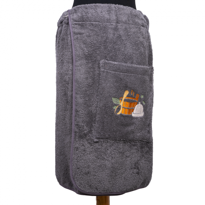 Gift set in a gift box for HIM. Men's sauna hat and apron - GREY