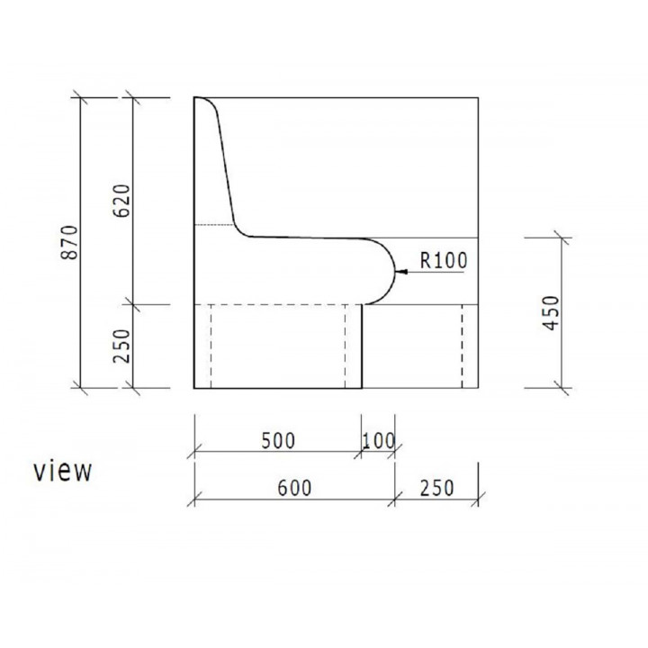 WEDI steam sauna corner seat 850mm