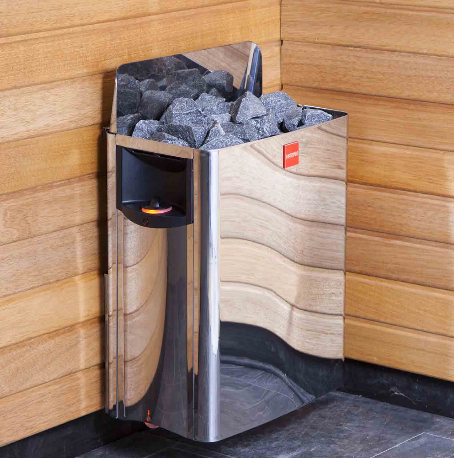 Harvia The Wall electric sauna heater with stones