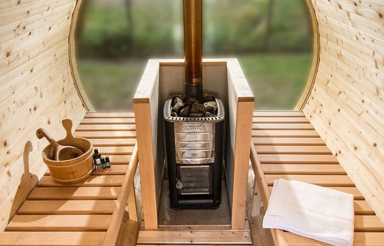 Wood burning heaters for sauna bathes